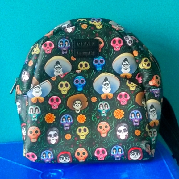 RARE /NEW Disney Pixar Loungefly Coco Sugar Skulls Backpack #Dia de los Muertes - Picture 1 of 6